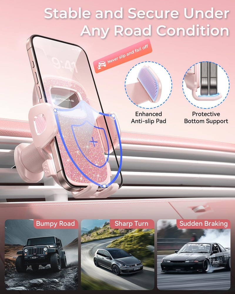MRGLAS 2025 Upgraded Phone Holders for Your Car with New Metal Hook Clip, Handy Air Vent Cell Phone Car Mount [One Hand Operation], Universal Automobile Accessories for iPhone Android, Gifts for Women - Image 5