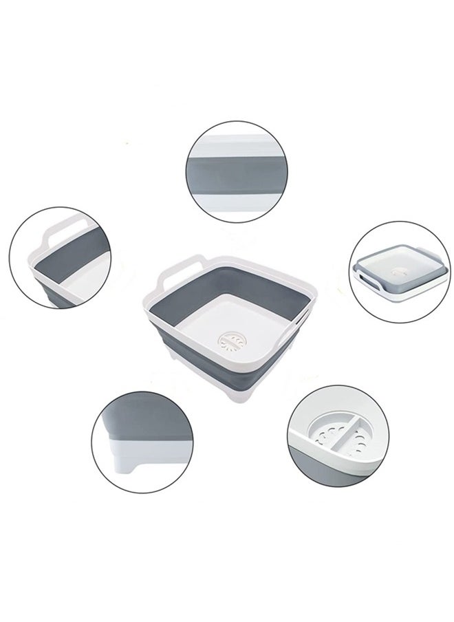 Beauenty 9L Collapsible Dish Tub,Portable Sink,With Draining Plug Strainers,Foldable Laundry Tub,Dishpan For Kitchen Sink,Camping Dish Washing Tub,Vegetable Washing, RV,Kitchen Storage Basket - Image 3