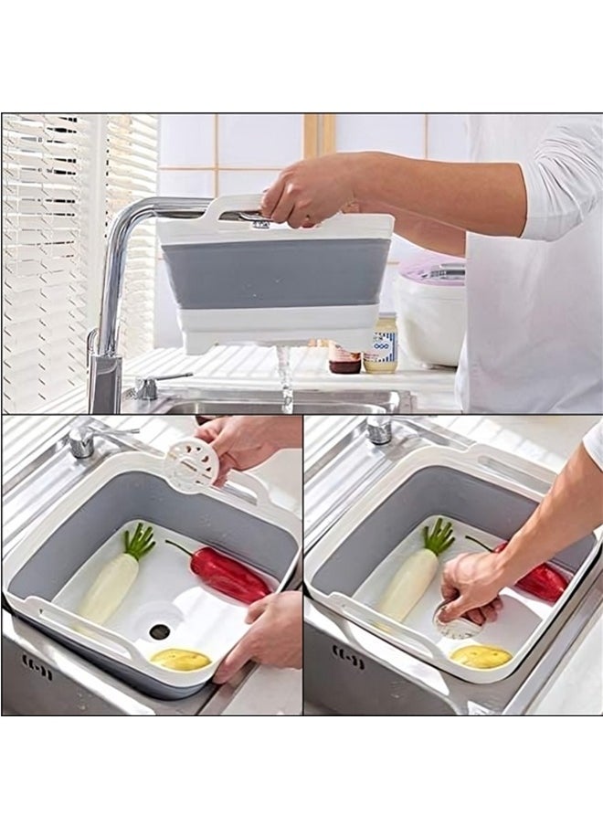 Beauenty 9L Collapsible Dish Tub,Portable Sink,With Draining Plug Strainers,Foldable Laundry Tub,Dishpan For Kitchen Sink,Camping Dish Washing Tub,Vegetable Washing, RV,Kitchen Storage Basket - Image 5