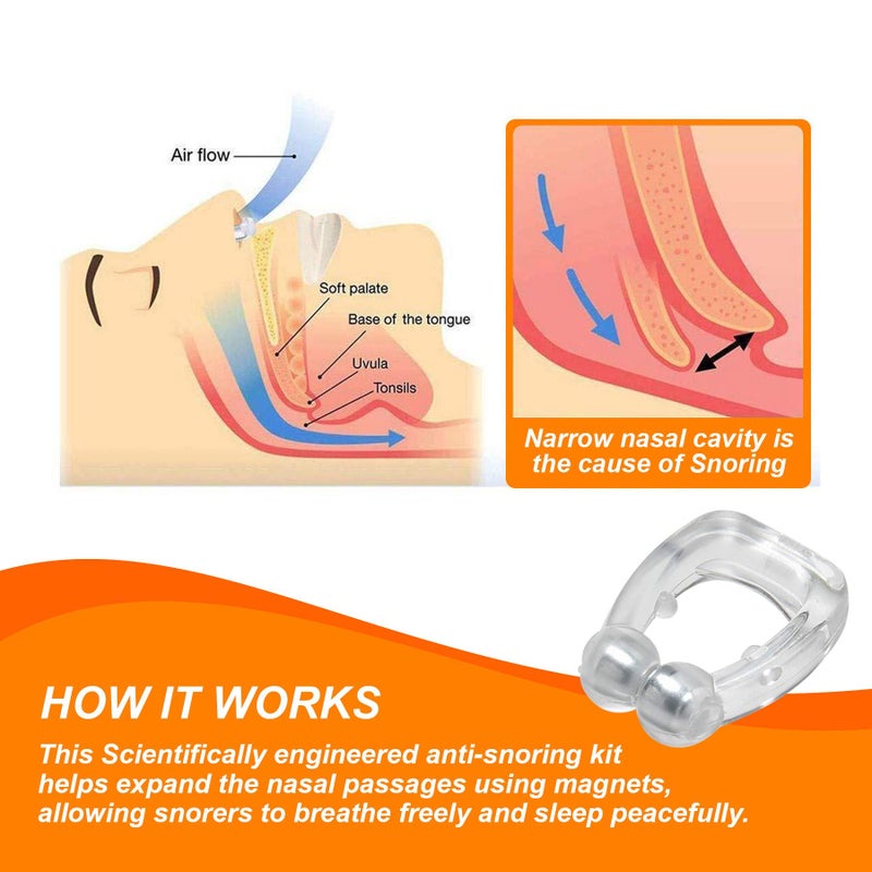 Mobi Lock Magnetic Nasal Clip (Pack of 12) - Silicone Nose Clip - A Simple Solution for Nasal Snorers - Reusable Snoring Device to Enjoy a Peaceful Night's Sleep - Image 4
