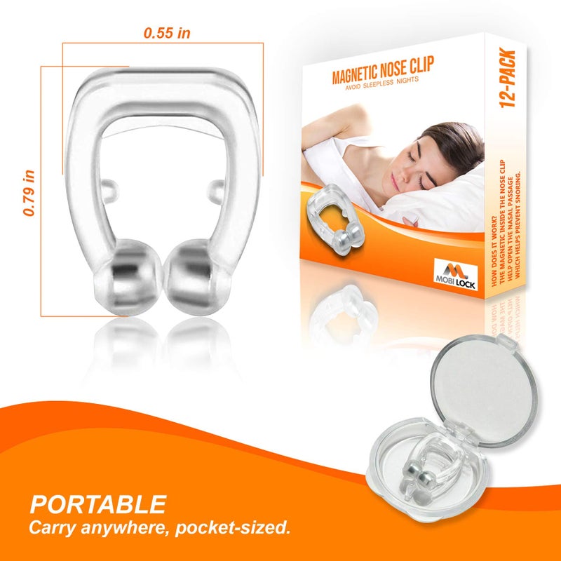 Mobi Lock Magnetic Nasal Clip (Pack of 12) - Silicone Nose Clip - A Simple Solution for Nasal Snorers - Reusable Snoring Device to Enjoy a Peaceful Night's Sleep - Image 3