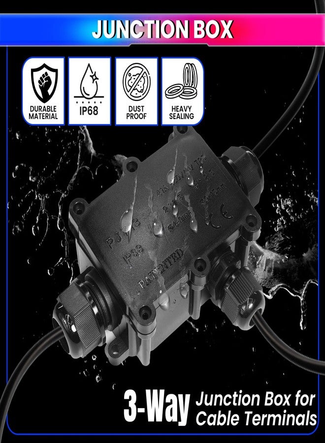 amiciTools 3-Way Junction Box - IP68 Waterproof Heavy-Duty Electrical Connector (450V 41A) for Cable Terminals| Fire-Retardant, Dustproof for Outdoor & Industrial Use - Image 4