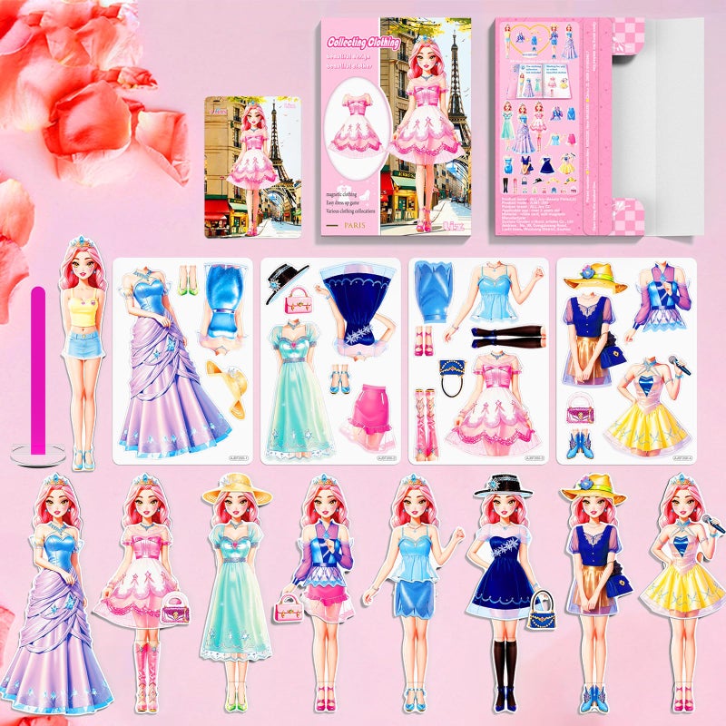 Daniel Axel Magnetic Dress Up Paper Doll PlaysetPretend Play Game Travel Toys Car Road Trip ActivityMagnet Clothes Puzzles Kids Toddler GirlsPreschool Learning Created Imagine Birthday Gift C Set - Image 2