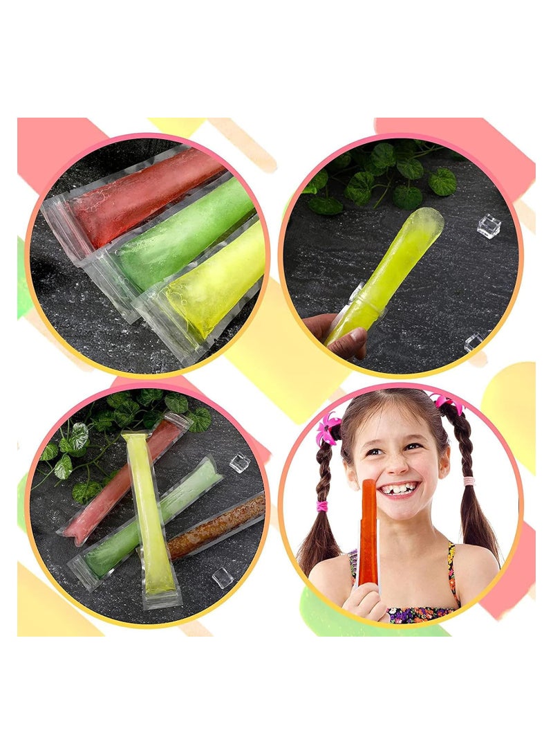 SOLARAE 100pcs Disposable Ice Popsicle Mold Bags With A Funnel, BPA Free Freezer Tubes With Zip Seals, For Healthy Snacks, Yogurt Sticks, Juice & Fruit Smoothies, Ice Can - Image 4