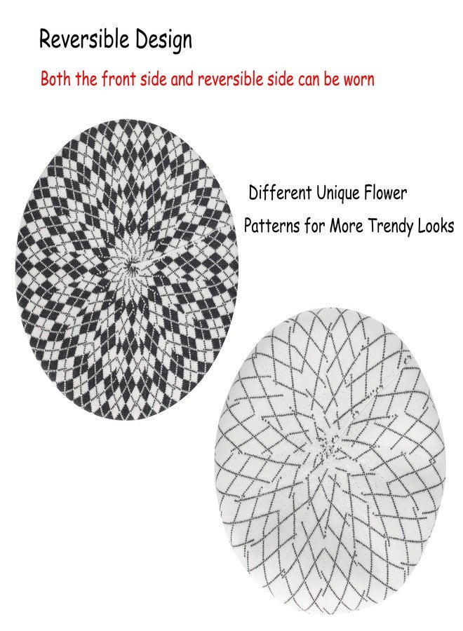 ZLYC Womens French Beret Hat Reversible Knitted Thickened Warm Cap for Ladies Girls (Checkered White) - Image 5
