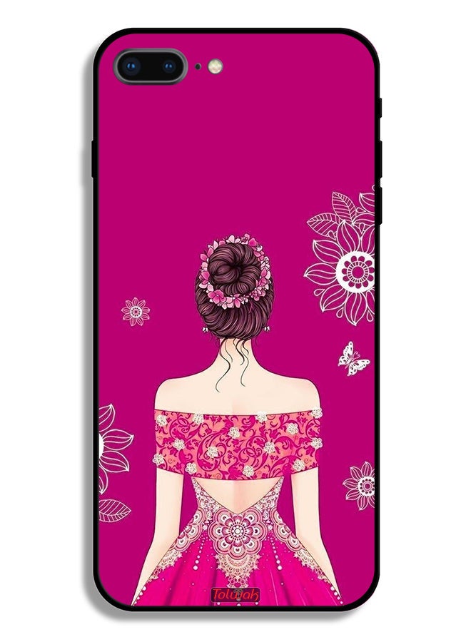 Tolwak Apple iPhone 8 Plus Protective Case Girl And Flowers Art - Image 2