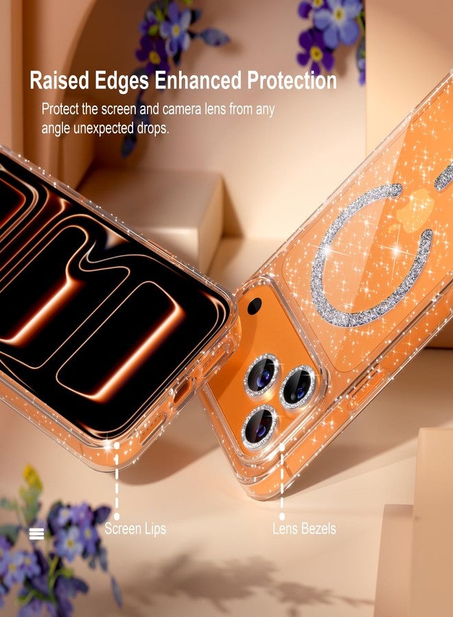 Choiche Magnetic for iPhone 17 Pro Case Women Phone Case, Compatible with Mag-Safe, Cute Bling Sparkly, Military Grade Drop Protection, with Diamond Camera Lens Covers, 6.3-inch, Glitter Clear - Image 4
