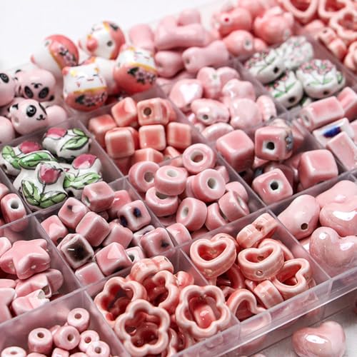 Decoendiy 30Pcs Pink Ceramic Beads,Chinese Special Porcelain Beads,Animal Shape Ceramic Beads,Bulk Beads for DIY Earrings Necklaces Bracelets for Jewelry Pendants Making Home Hanging Decorations - Image 4