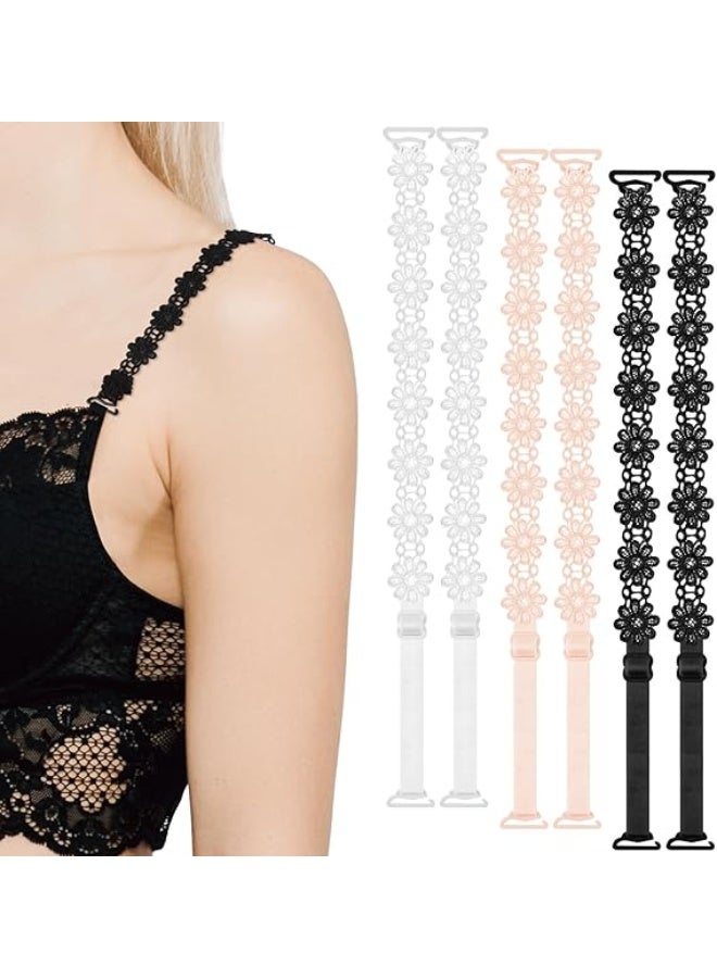 jaexest 3 Pairs Women's Lace Bra Straps Replacement, Adjustable Elastic Non-Slip Shoulder Straps with Hooks for Removable Bra Dress Tops (Beige, Black, White, 15mm Width) - Image 1
