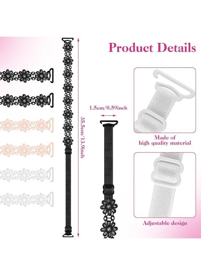 jaexest 3 Pairs Women's Lace Bra Straps Replacement, Adjustable Elastic Non-Slip Shoulder Straps with Hooks for Removable Bra Dress Tops (Beige, Black, White, 15mm Width) - Image 2