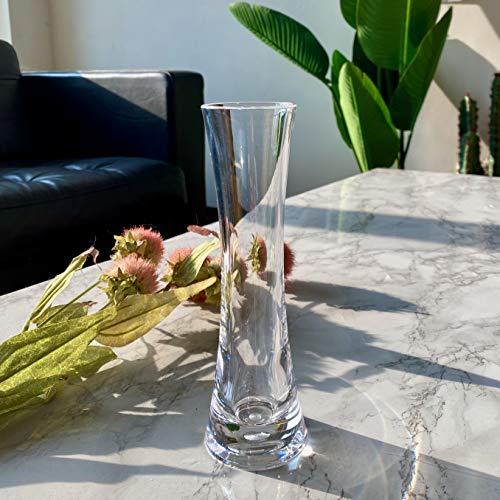 KLIFA- Small Acrylic Round Bud Vase, Shatterproof, High Transparency, Plastic Single Stem Vase, Clear, Hight 7.52 inch, 1 pc - Image 3