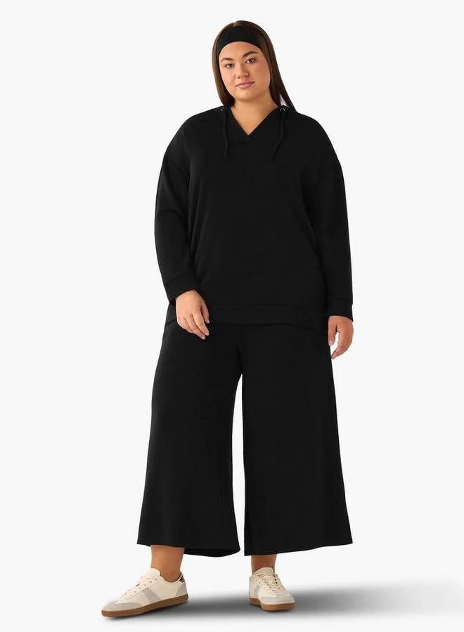 Ulla Popken Ulla Popken Relaxed Fit Elasticated Waist Wide Leg Pants