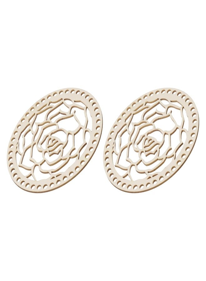 MECCANIXITY Wooden Crochet Bag Bottom, Crochet Basket Base, 15cm Round Crochet Wooden Basket Bottom for Basket Crochet, Bag Weaving Knitting Base 2 Pack - Image 1