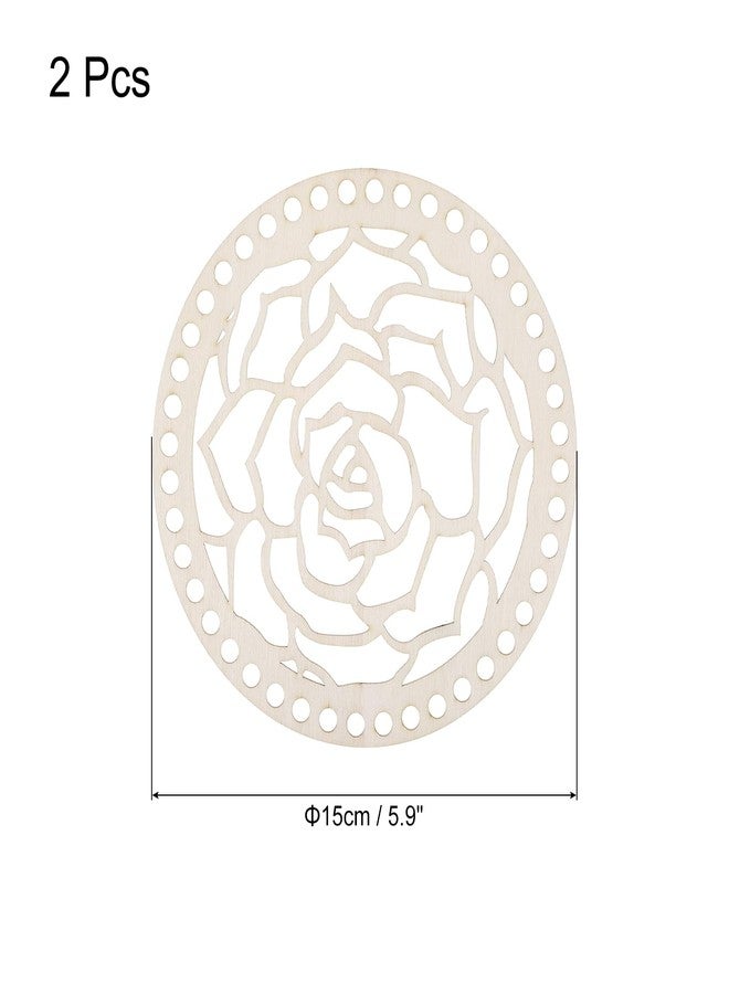 MECCANIXITY Wooden Crochet Bag Bottom, Crochet Basket Base, 15cm Round Crochet Wooden Basket Bottom for Basket Crochet, Bag Weaving Knitting Base 2 Pack - Image 2