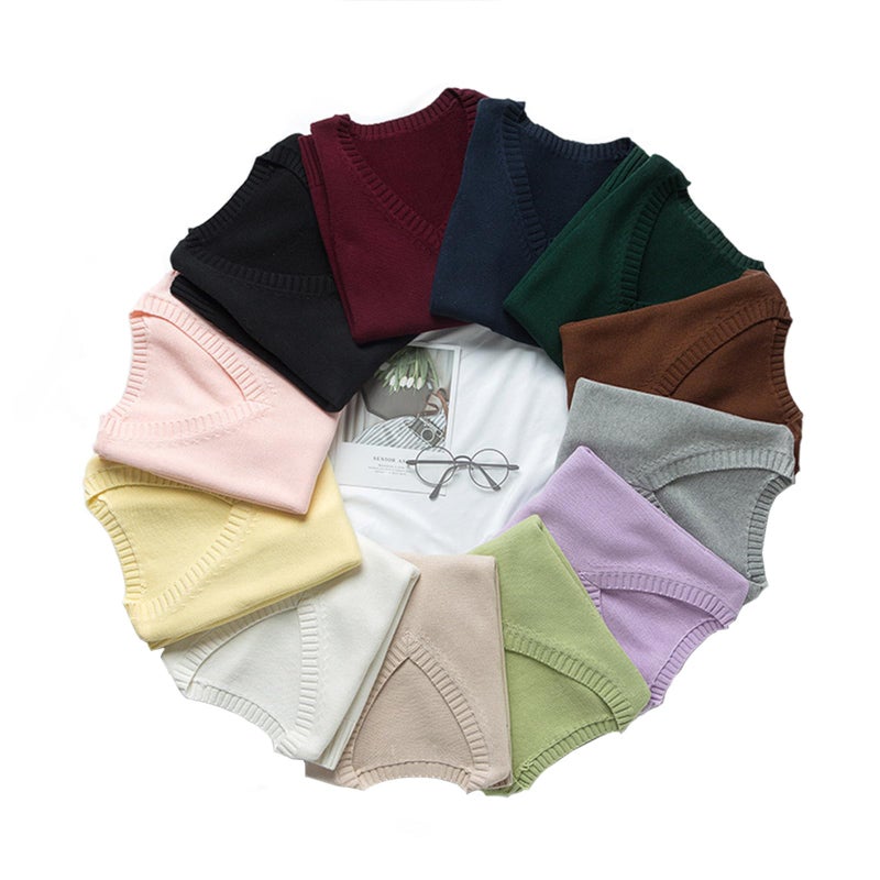 ZUEVI Women's Sweater Vest Classic V Neck Uniform Pullover Knitwear Tops Sleeveless Knitted Sweaters Vests(Apricot-M) - Image 5