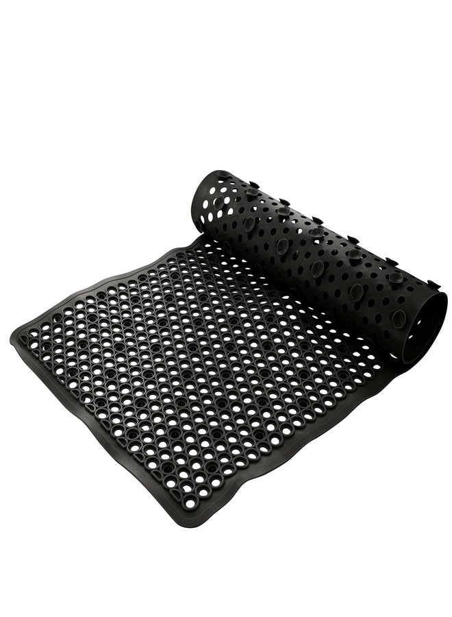 Bath Bliss Self-Draining Bathmat | Bathroom Tub and Shower Bath Mat | Anti-Slip Surface | Suction Cup Base | PVC Non Slip| Quick Dry | Matte Black - Image 1