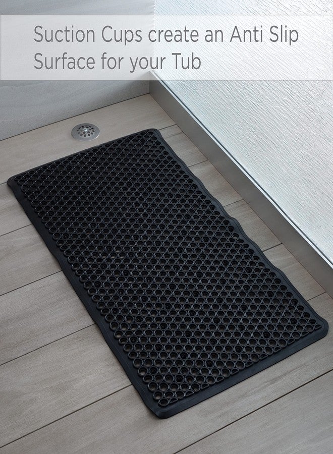 Bath Bliss Self-Draining Bathmat | Bathroom Tub and Shower Bath Mat | Anti-Slip Surface | Suction Cup Base | PVC Non Slip| Quick Dry | Matte Black - Image 3