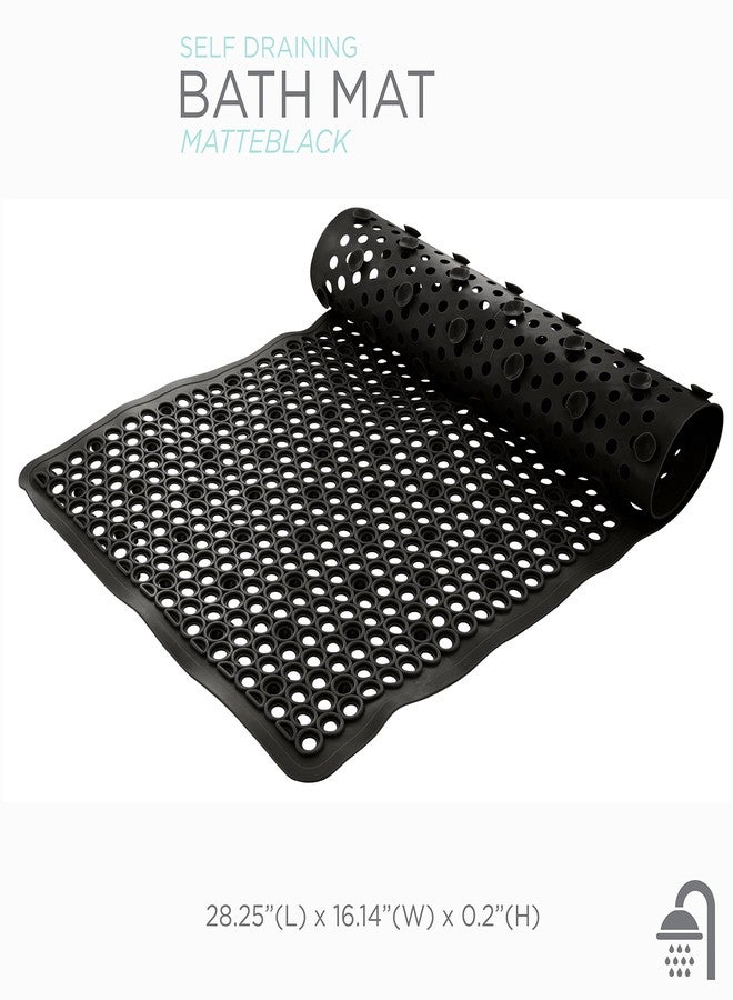 Bath Bliss Self-Draining Bathmat | Bathroom Tub and Shower Bath Mat | Anti-Slip Surface | Suction Cup Base | PVC Non Slip| Quick Dry | Matte Black - Image 2