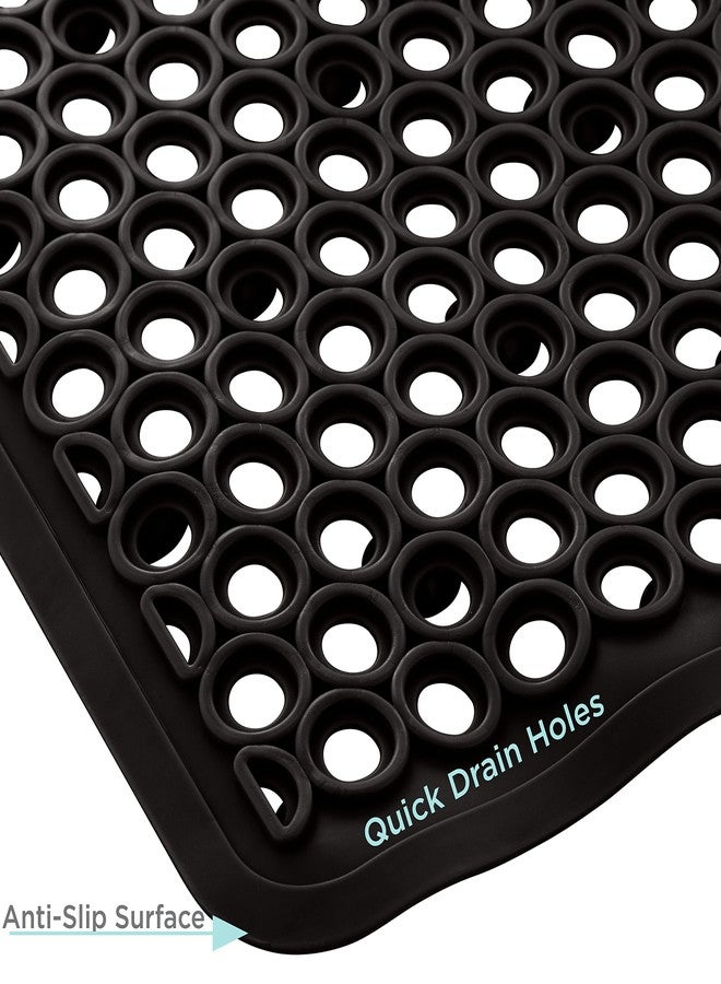 Bath Bliss Self-Draining Bathmat | Bathroom Tub and Shower Bath Mat | Anti-Slip Surface | Suction Cup Base | PVC Non Slip| Quick Dry | Matte Black - Image 5