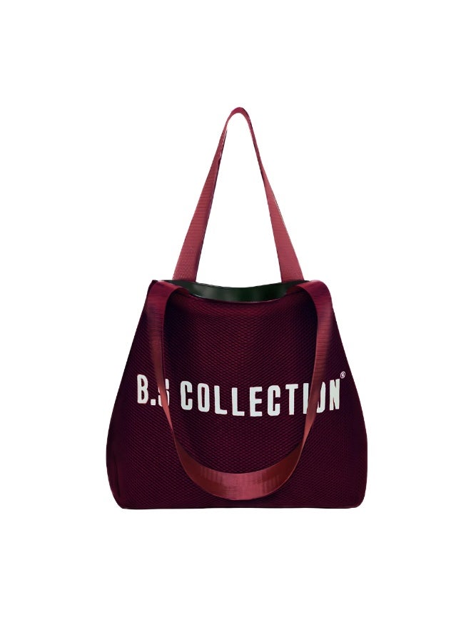 B.S COLLECTION Tote Bag for Women in Double-Face Leather and Fabric Lightweight, Elegant & Practical for Work and University - Burgundy - Image 3