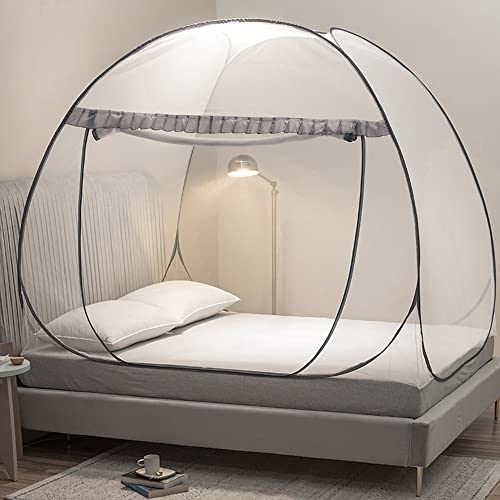 Mengersi Mosquito Net Tent for Bed,Pop-Up Bed Canopy with Net Bottom,Mosquito Netting Bed Tent for Kids Girls Boys,Bed,Suit for Indoor Outdoor (Twin, Gray),CAN3023114 - Image 3