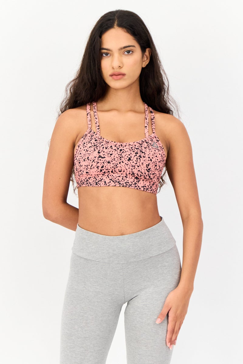 Reebok سوتيان رياضي للنساء بدون حشوة بشعار العلامة التجارية، متعدد الألوان - Image 1