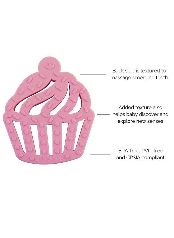 Itzy Ritzy Silicone Baby Teether - BPA-Free Infant Teether with Easy-to-Hold Design & Textured Back Side to Massage & Soothe Sore, Swollen Gums - Teething Toy for 3 Months & Up - Cupcake - Image 4