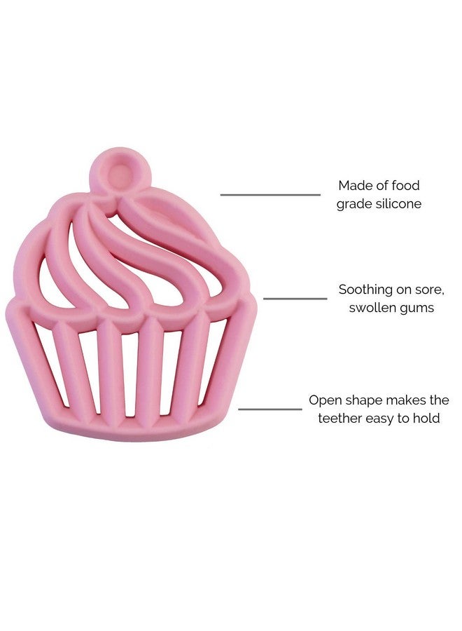 Itzy Ritzy Silicone Baby Teether - BPA-Free Infant Teether with Easy-to-Hold Design & Textured Back Side to Massage & Soothe Sore, Swollen Gums - Teething Toy for 3 Months & Up - Cupcake - Image 3