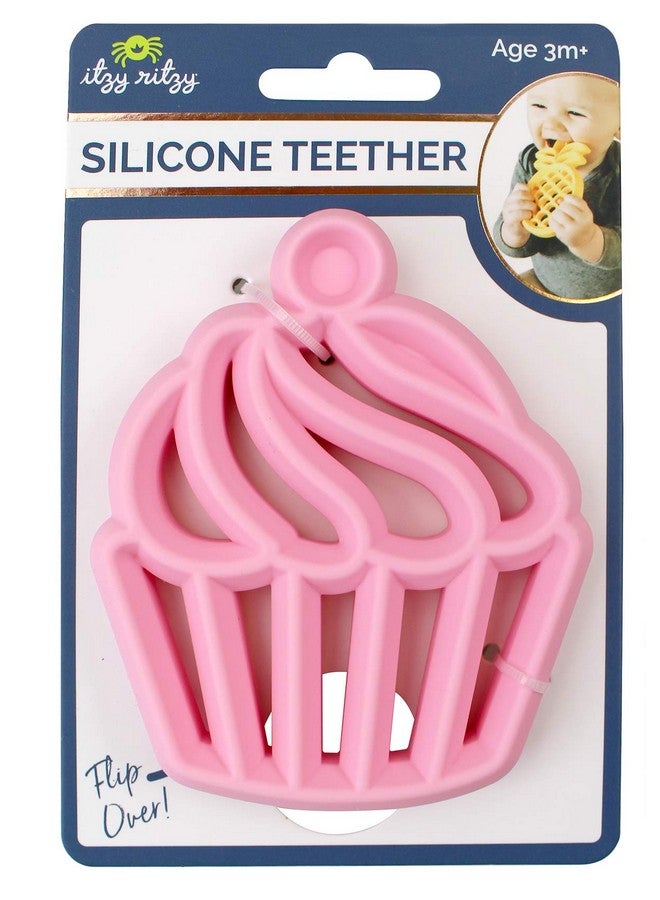 Itzy Ritzy Silicone Baby Teether - BPA-Free Infant Teether with Easy-to-Hold Design & Textured Back Side to Massage & Soothe Sore, Swollen Gums - Teething Toy for 3 Months & Up - Cupcake - Image 2