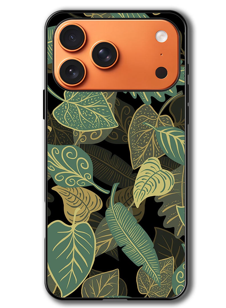 Theodor Case Compatible with Apple iPhone 17 Pro 6.3 Inch Protection Shockproof Bumper Cover leaves_patterns_texture - Image 1