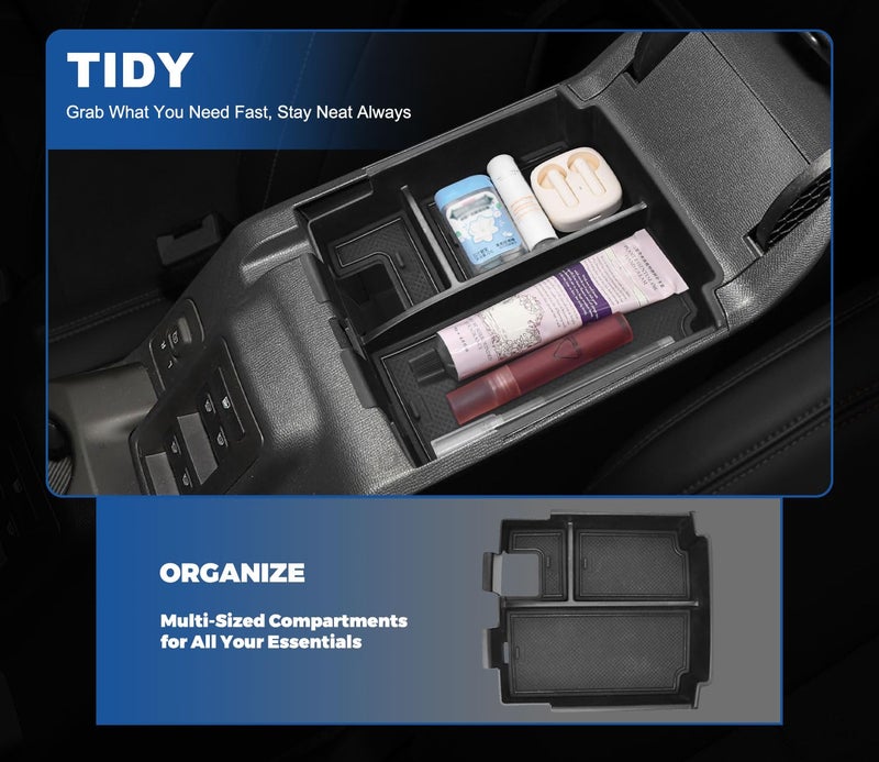 GZSH 2026 Upgrade Center Console Organizer fit for 2025 2026 Ford Bronco 4 Door Bronco Center Console Storage with Rubber Mats for Ford Bronco 2025+ Storage Accessories|Not for 2 Dooor/Manual/Sport Model| - Image 5