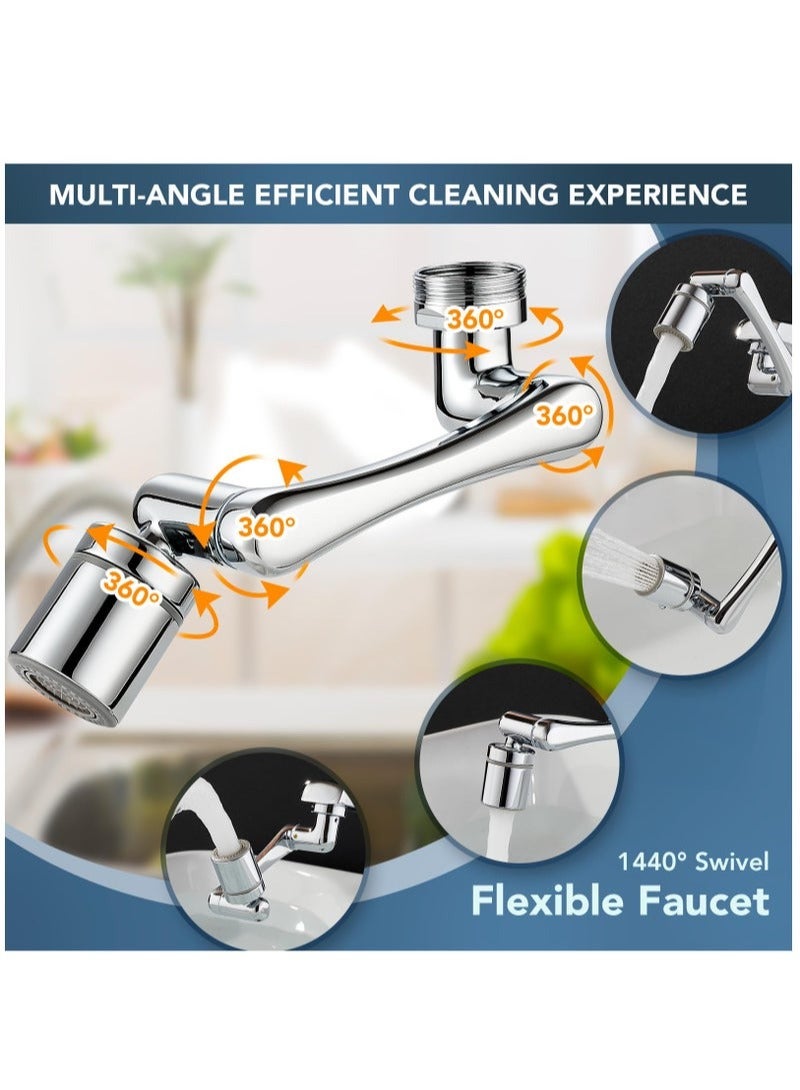 Splash Filter Faucet Purifier with 8 Cartridges | 1080° Swivel Extender, Dual Spout, Eye Wash & Pressurized Spray for Kitchen/Bathroom - Image 2
