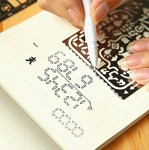 ALIMITOPIA Bullet Journal Stencil Set,Ruler Drawing Painting Hollow Template Icon Tools DIY Kit for Scrapbook Album Card Planner Journal Making(Stainless Steel,4pcs with Different Icons) - Image 4