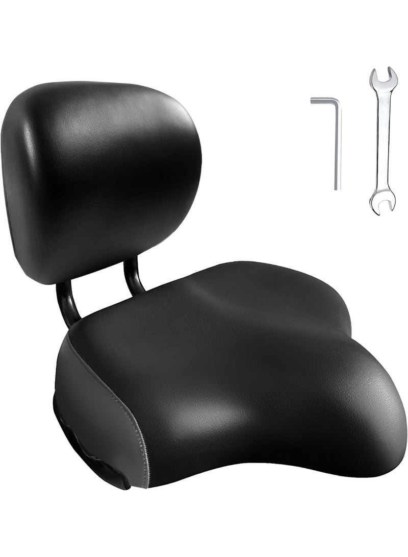 Generic Backrest Saddle Bike Seat with Backrest, Bicycle Tricycle Saddle Seat with Back Support, Oversize Comfort Saddle with Back Rest - Image 1