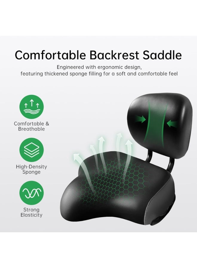 Generic Backrest Saddle Bike Seat with Backrest, Bicycle Tricycle Saddle Seat with Back Support, Oversize Comfort Saddle with Back Rest - Image 2