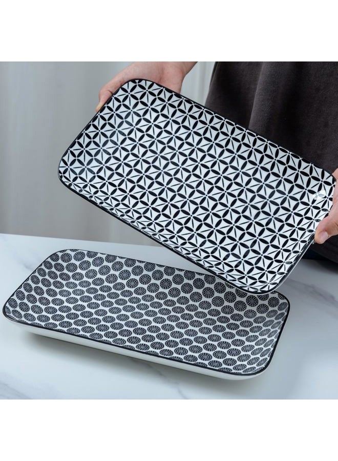 LEHAHA Serving Platters Set of 4, 12" Inch Rectangular Tray, Serving Dishes for Entertaining, Ceramic Serving Trays for Serving Food for Party and Cookies, Microwave & Dishwasher Safe, Black - Image 4