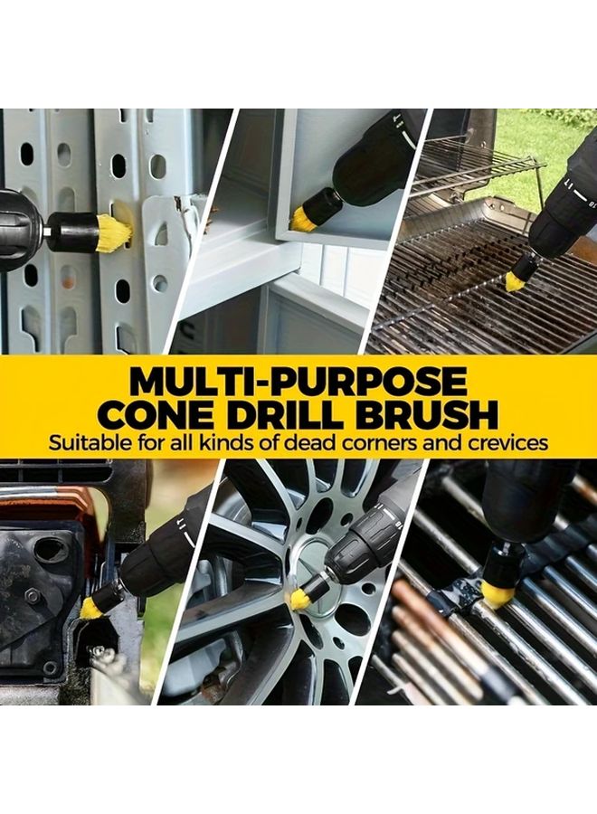 Multipurpose 3 Piece Drill Brush Attachment Set With Extension Accessory For Bathroom Grout Floors Bathtub Shower Tiles Kitchen And Car Corners Brick Stone Brush Yellow - Image 5