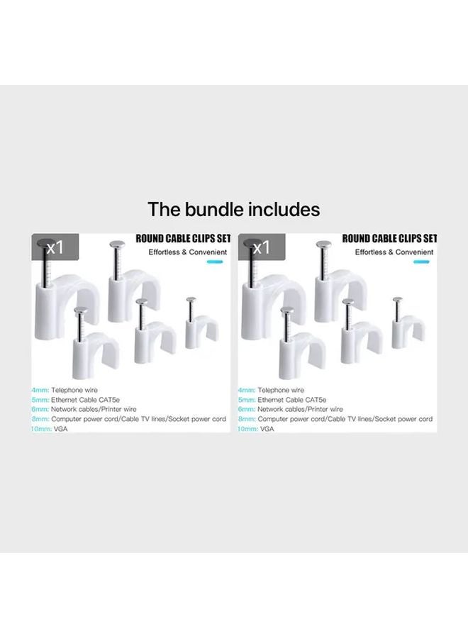 White Cable Clips with Nails Heavy Duty Cord Clamps 5mm 100pcs 8mm 100pcs for Wires - Image 1