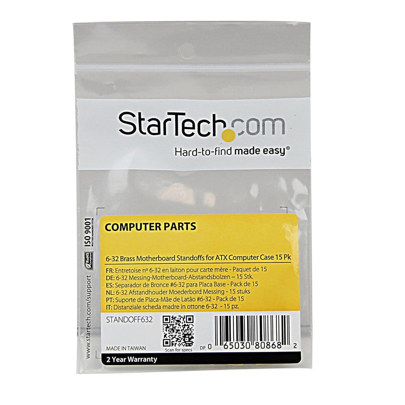 Star Tech .com 6-32 Brass Motherboard Standoffs for ATX Computer Case - 15 Pack, TAA (STANDOFF632) - Image 3