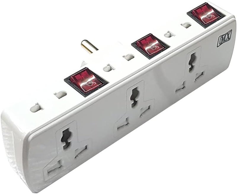 MX Cordless Extension Board with Individual Switch Multi Plug Socket with 2 pin + 3 pin Universal sockets - 6 Outlet with Safety Shutter Protection Surge Protection 6 Amp for HomeOfficeElectronics - Image 2