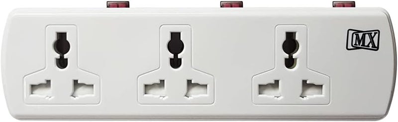 MX Cordless Extension Board with Individual Switch Multi Plug Socket with 2 pin + 3 pin Universal sockets - 6 Outlet with Safety Shutter Protection Surge Protection 6 Amp for HomeOfficeElectronics - Image 1