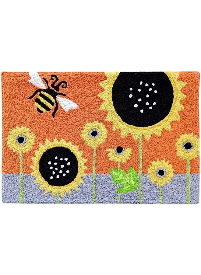 Jellybean - Bumble Bee & Sunflower Accent Washable Rug 20" X 30" Doormat - Image 1