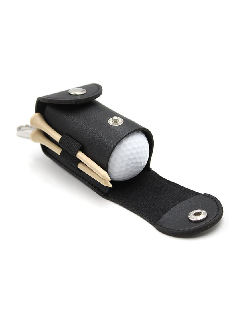 SYOSI Vintage Leather Golf Ball Pouch, Tee Holder Tool Carrier with Carabiner PU Waist Outdoor, for Bag Belt Portable waterproof Lightweight Perfect for Practice(Black)  - Image 1