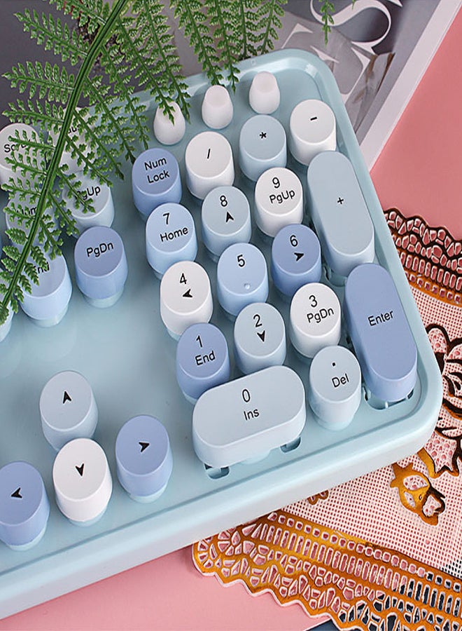 Mofii Sweet Keyboard Combo Mixed Color 2.4G Wireless Keyboard Set Circular Suspension Key Cap for PC Laptop Blue - Image 3