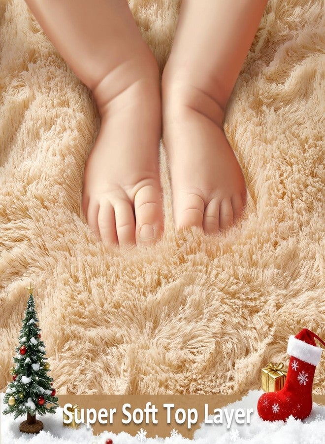 Ophanie Beige Rugs for Living Room Bedroom, 5x8 Fluffy Fuzzy Furry Carpet, Plush Soft Shaggy Bedside Indoor Floor Area Rug for Kids Girls Boys Baby Teen Dorm Nursery Home Decor Aesthetic - Image 2