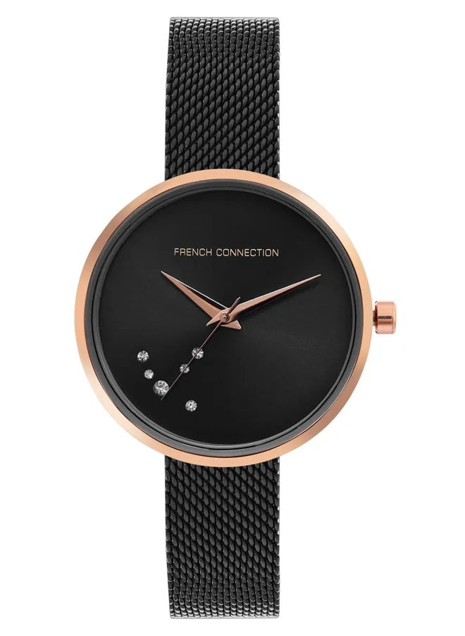 فرنش كونكشن French Connection Women's Analog Watch Black Strap-FCL23-B