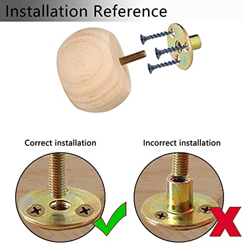 Maricome 2 Inch Bun Feet for Furniture Unfinished Solid Hardwood Round Ottoman/Couch/Sofa Legs Set of 4 M8 Bolt Predrilled - Image 3