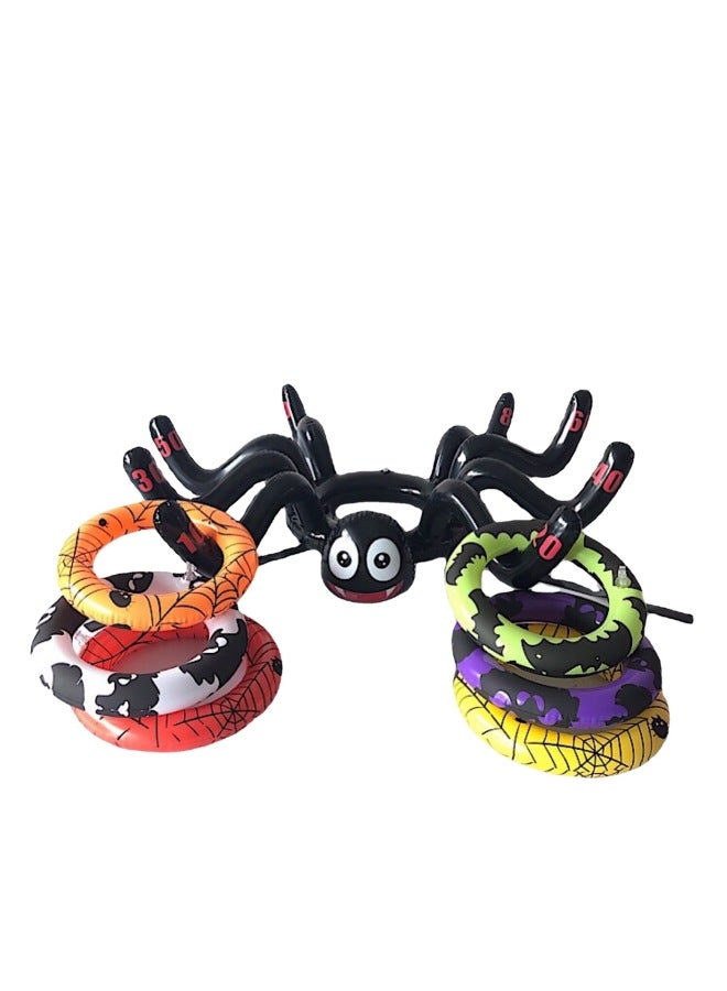 Loquat Inflatable Toy Trick Inflatable Spider Ferrule Spider Headgear Cap PVC Inflatable Throwing Ferrule-Color:Spider 6 Ordinary Ring - Image 2