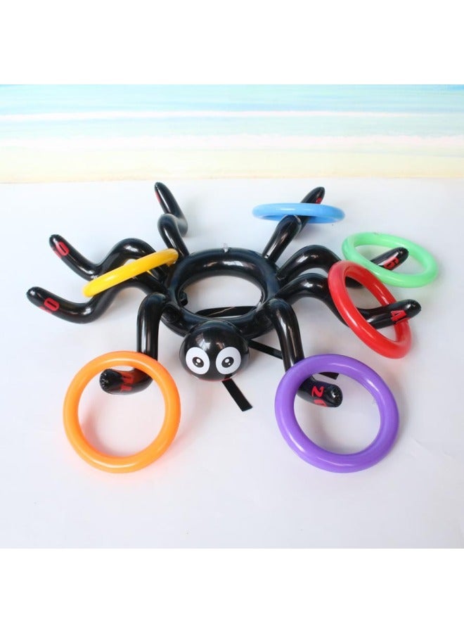 Loquat Inflatable Toy Trick Inflatable Spider Ferrule Spider Headgear Cap PVC Inflatable Throwing Ferrule-Color:Spider 6 Ordinary Ring - Image 1