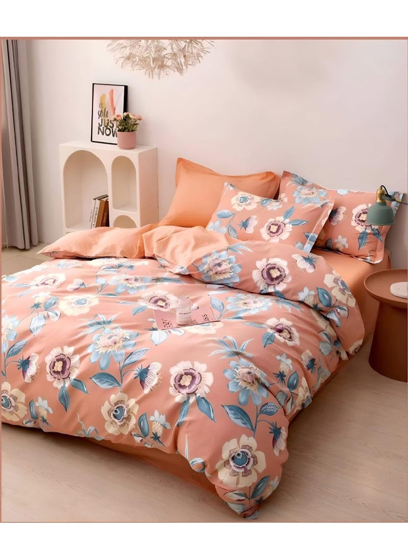 SITTING STYLE Sitting Style Glace Cotton Reversible AC Comforter Set King Size Double Bed with 1 Bedsheet and 2 Pillow Covers Size 90x100 InchColorMulti4Pc Comforter Set  - Image 1